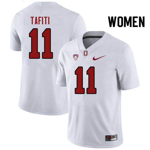 Women #11 Tevarua Tafiti Stanford Cardinal College Football Jerseys Stitched Sale-White - Click Image to Close